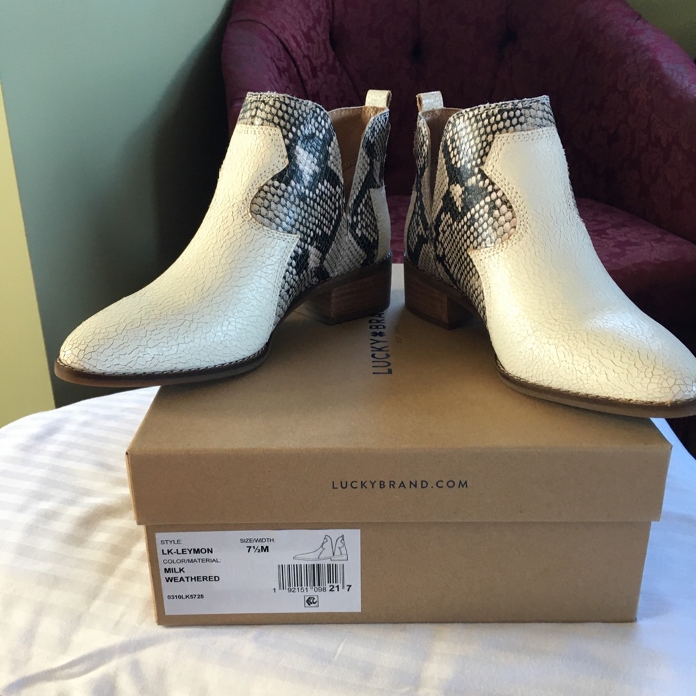 Lucky Brand - White Snake Skin Bootie - Size 7.5